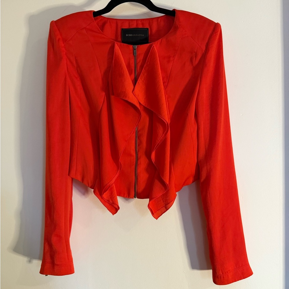 Poppy Red BCBG Max Azria high low blazer